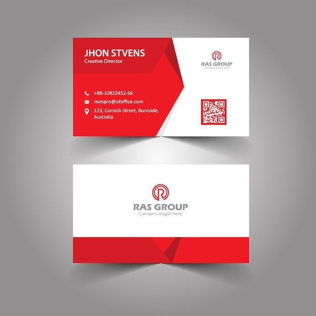 Carte d&#39;affaires rouge d&#39;entreprise pour le bureau