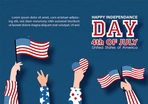 Carte et affiche de la journée indépendante des États-Unis en dessin vectoriel