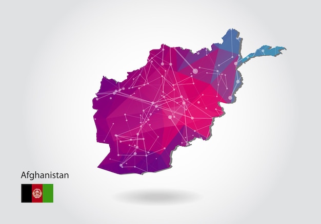 Carte De L'afghanistan Polygonale De Vecteur. Conception Basse Poly. Carte Faite De Triangles Sur Fond Blanc. Graphique De Dégradé Géométrique Triangulaire Triangulaire à Faible Teneur En Poly, Points De Ligne, Conception D'interface Utilisateur.