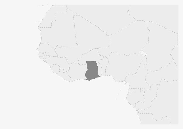 Carte de l'Afrique avec la carte du Ghana en surbrillance