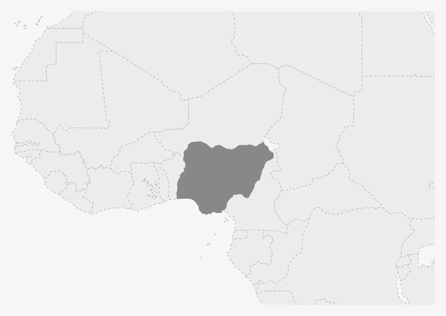 Carte de l'Afrique avec la carte du Nigeria en surbrillance