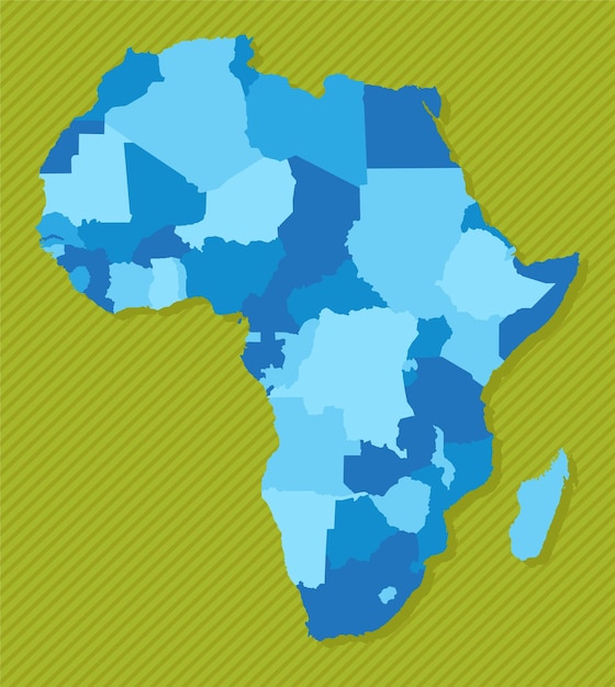 Carte de l'Afrique avec des régions carte politique bleue illustration vectorielle de fond verte