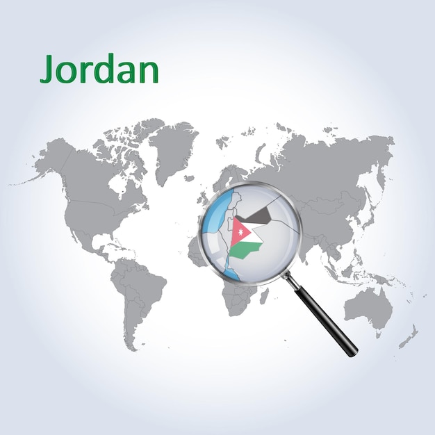 Carte Agrandie De La Jordanie Avec Le Drapeau De La Jordan Agrandissement Des Cartes Art Vectoriel
