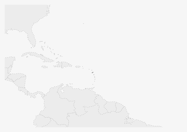 Carte De L'amérique Avec La Carte D'antigua-et-barbuda En Surbrillance