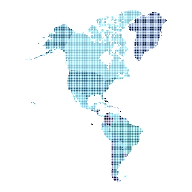 La carte des amériques faite à partir d'un motif de points en demi-teintes