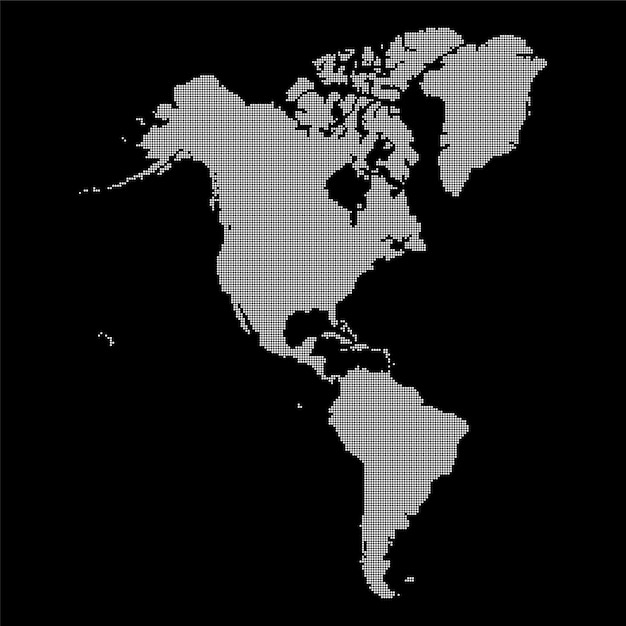 La carte des amériques faite à partir d'un motif de points en demi-teintes