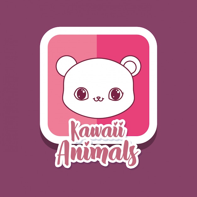 Vecteur carte d'animaux kawaii