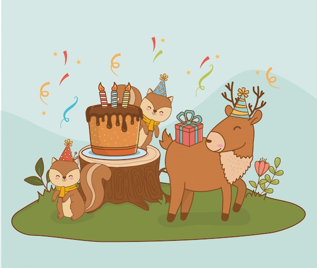 Carte D'anniversaire Avec Des Animaux Mignons