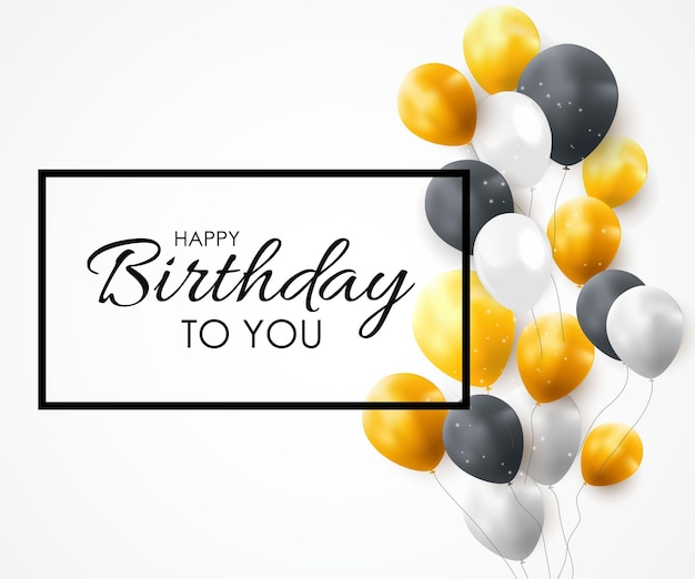 une carte d'anniversaire avec des ballons et une bannière qui dit joyeux anniversaire à vous