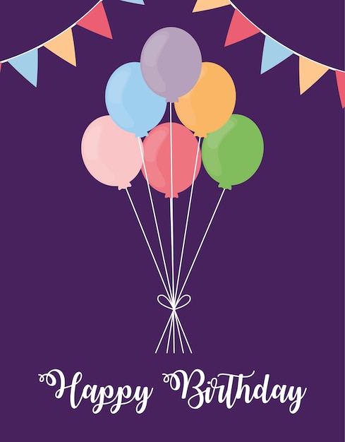 carte d'anniversaire avec des ballons