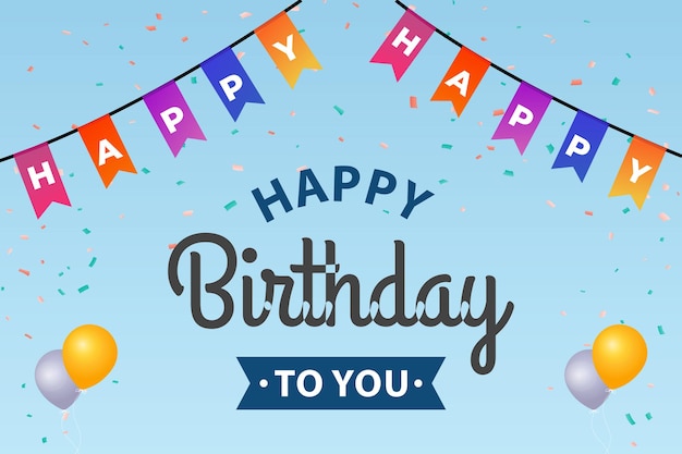 une carte d'anniversaire avec une bannière disant joyeux anniversaire
