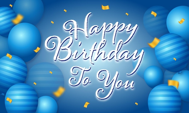 Carte d'anniversaire dessinée à la main avec des ballons bleus