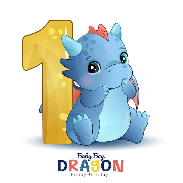 Une Carte D'anniversaire Dragon Bébé Garçon Avec Un Dragon Dessus