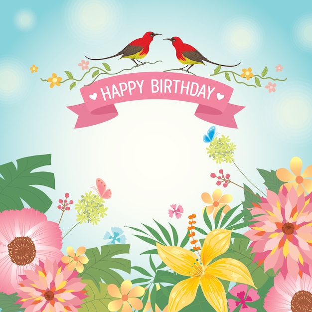 Carte d&#39;anniversaire de fleurs