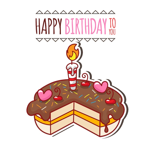 Carte D'anniversaire Avec Illustration De Gâteau