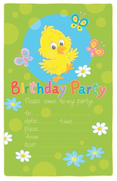 Carte D'anniversaire D'invitation Avec Un Petit Poussin