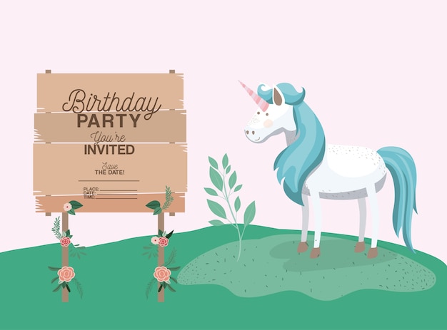 Carte D'anniversaire Invité Avec Licorne