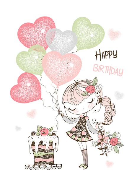 Carte D'invitation D'anniversaire - Fille Illustration de Vecteur -  Illustration du coeurs, datte: 13098328