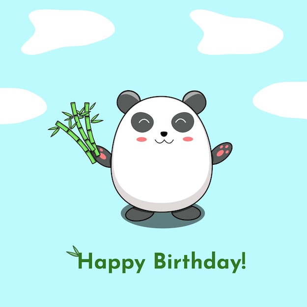 Vecteur carte d'anniversaire panda