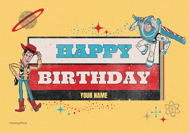 Vecteur carte d'anniversaire de toy story