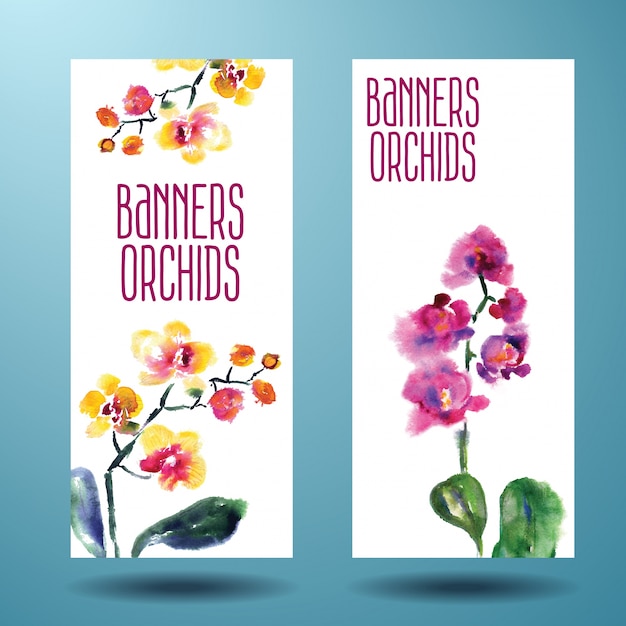 Carte Aquarelle Peinte Avec Orchidée