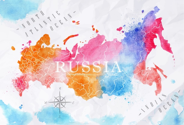 Carte aquarelle de Russie