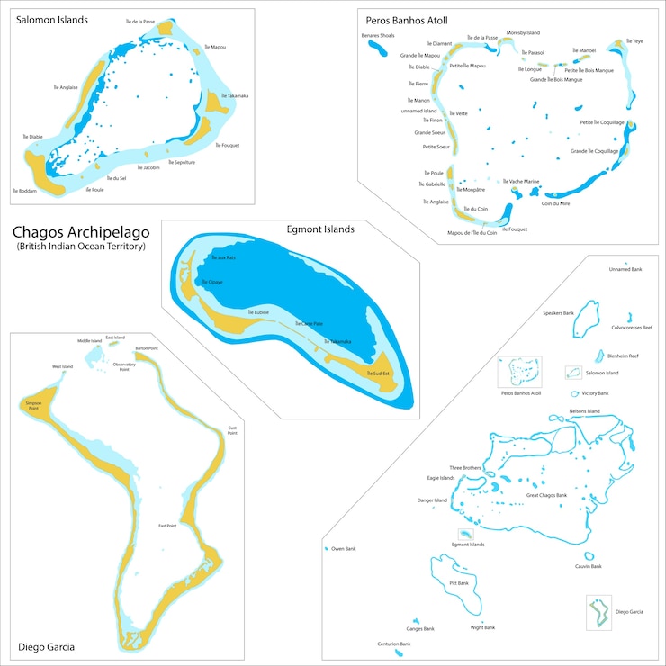 Vecteur carte de l'archipel des chagos