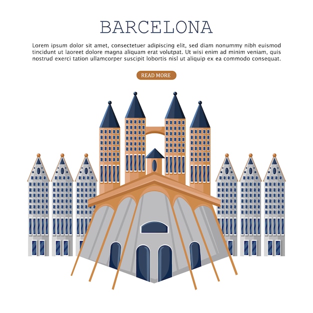 Vecteur carte d'architecture de barcelone