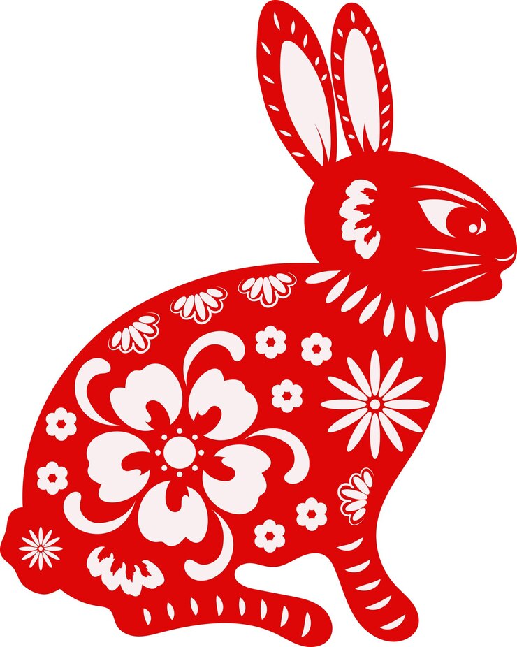 Carte d'art d'élément graphique d'illustration de lapin de bonne année