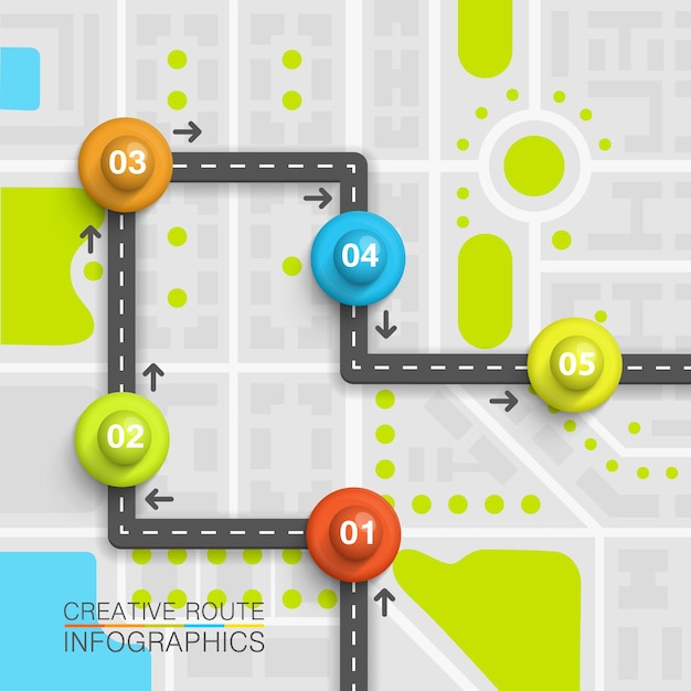 Vecteur carte d'art d'informations sur les points de route. illustration vectorielle