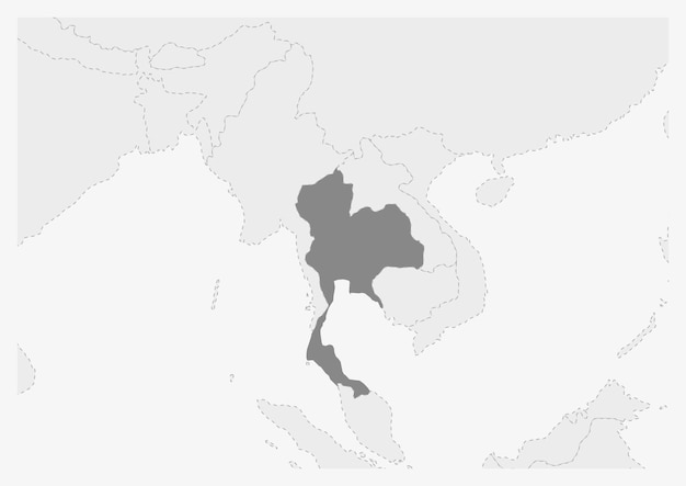 Carte De L'asie Avec La Carte De La Thaïlande En Surbrillance