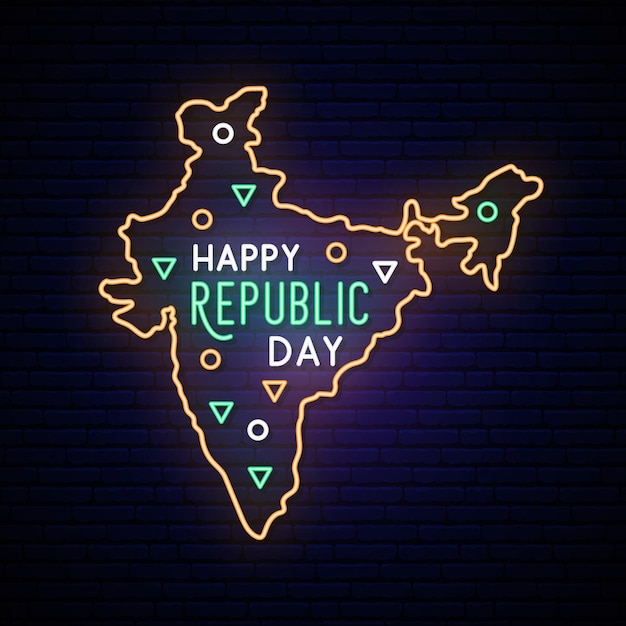 Carte Au Néon De La Fête De La République De L'inde