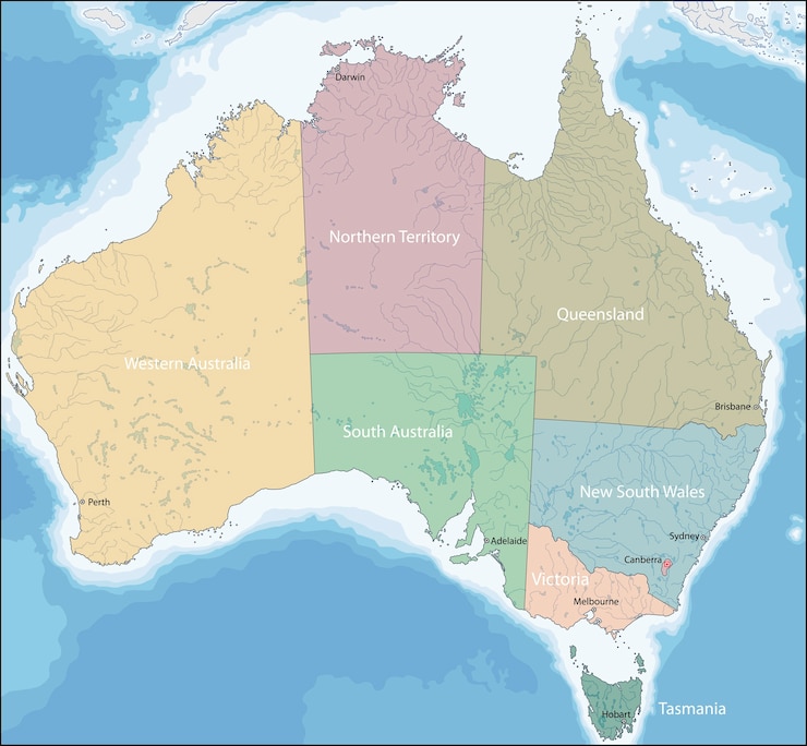 Vecteur carte de l'australie