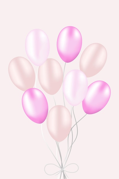 Carte de ballon rose pour anniversaire illustration vectorielle de carte rose