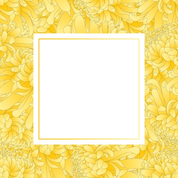 Vecteur carte de bannière de fleur de chrysanthème jaune.