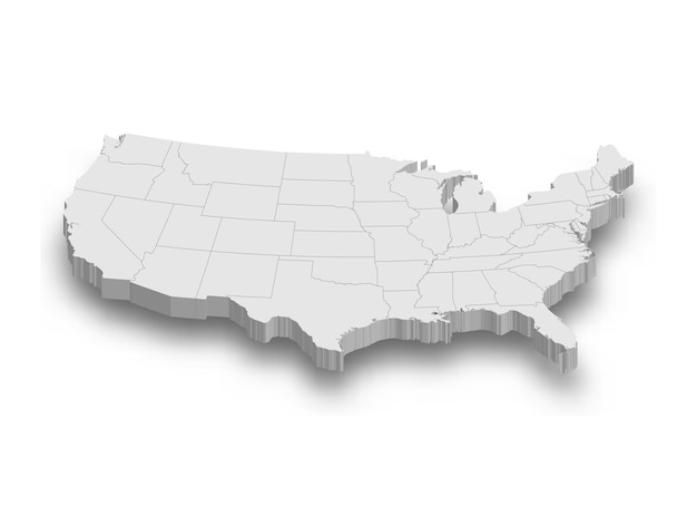 Carte blanche des États-Unis avec des régions isolées
