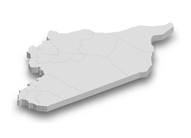 Carte blanche de la Syrie 3d avec des régions isolées