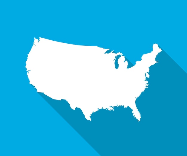 Carte Blanche Des Usa Sur Fond Bleu - Illustration Vectorielle. Carte Plate Simple - états-unis.