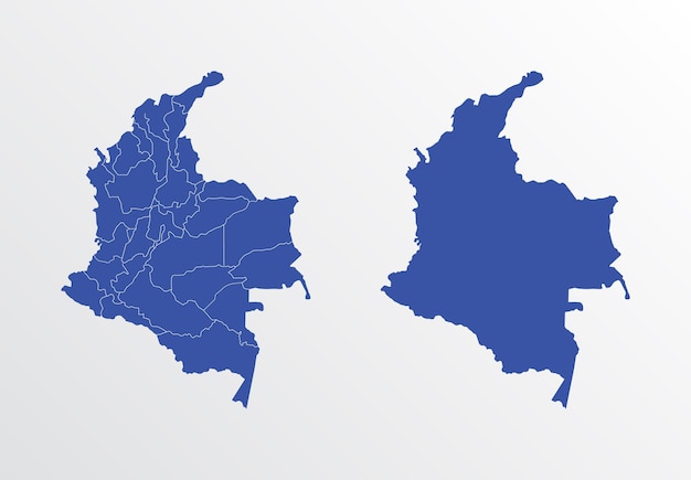 Carte bleue de la Colombie avec les régions