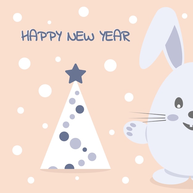 Carte de bonne année avec lapin mignon