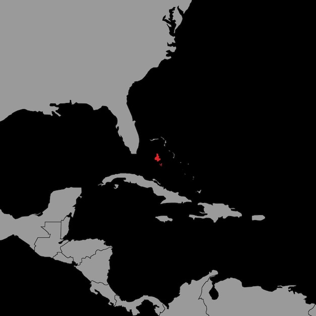 Carte des broches avec le drapeau des Bahamas sur la carte du monde Illustration vectorielle