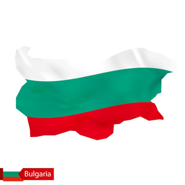 Carte De La Bulgarie Avec Le Drapeau Ondulant De La Bulgarie