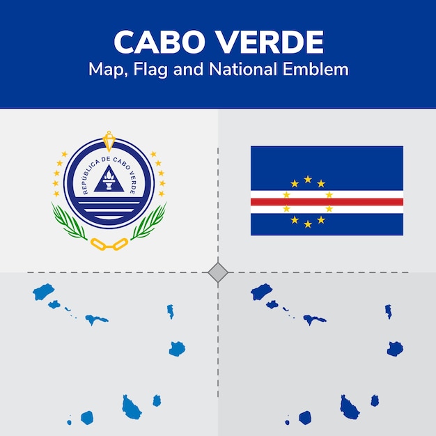 Carte De Cabo Verde, Drapeau Et Emblème National