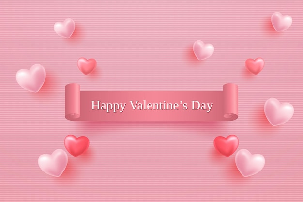 carte-cadeau happy valentines day avec style d'effet de texte rose