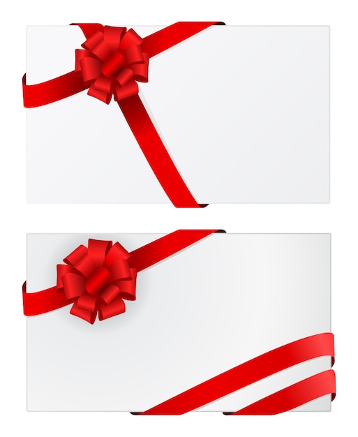 Carte-cadeau avec noeud rouge et ruban