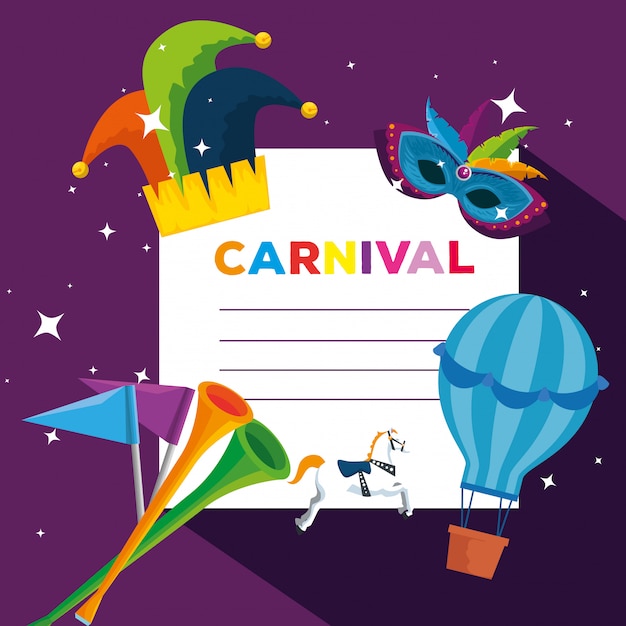 Carte De Carnaval Avec Chapeau De Joker Et Ballon à Air Pour La Fête