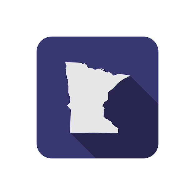 Carte carrée de l'état du Minnesota avec ombre portée