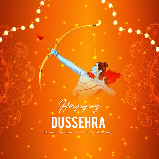 Carte De Célébration Dussehra Heureux Avec Illustration Vectorielle Réaliste