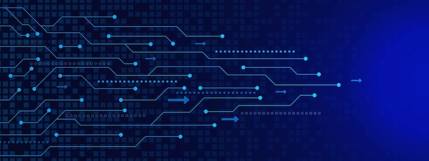 Carte De Circuit électronique En Bleu Foncé Pour La Communication Connectée Numérique De Haute Technologie Numérique