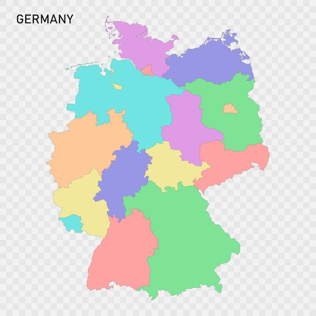 Carte Colorée Isolée De L'allemagne